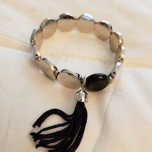 silver and black tassel bracelet